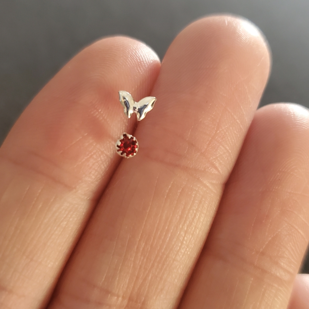 Butterfly Rhinestone Sterling silver nose studs🌻